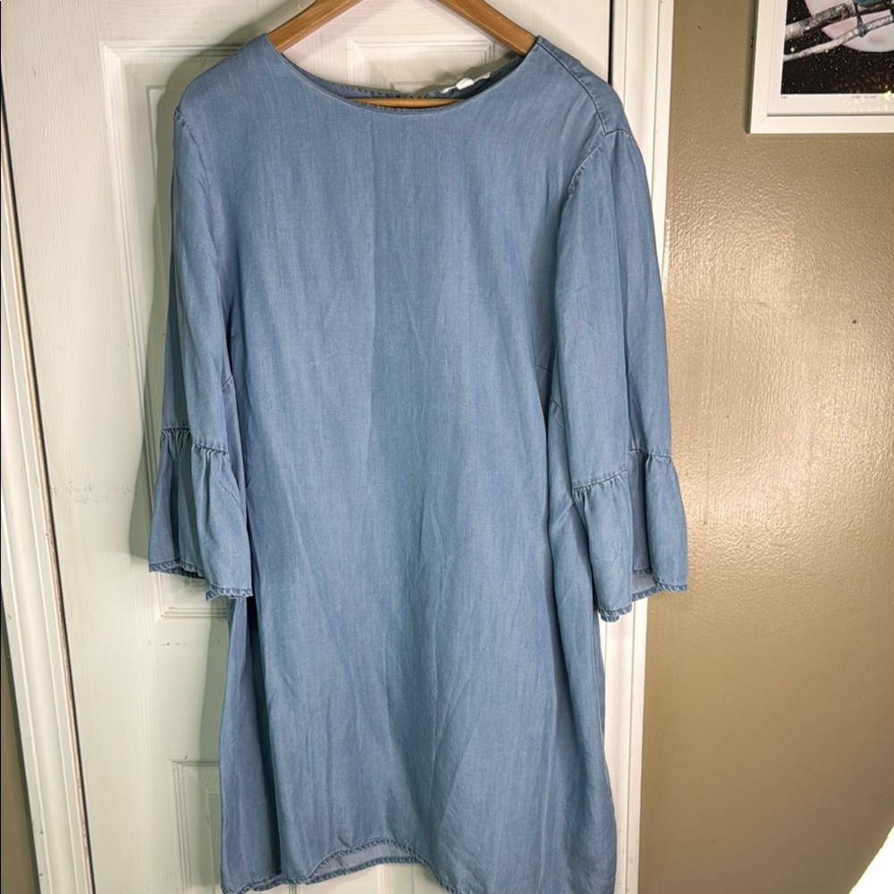 beachlunchlounge Light Blue Long Sleeve Denim Dress